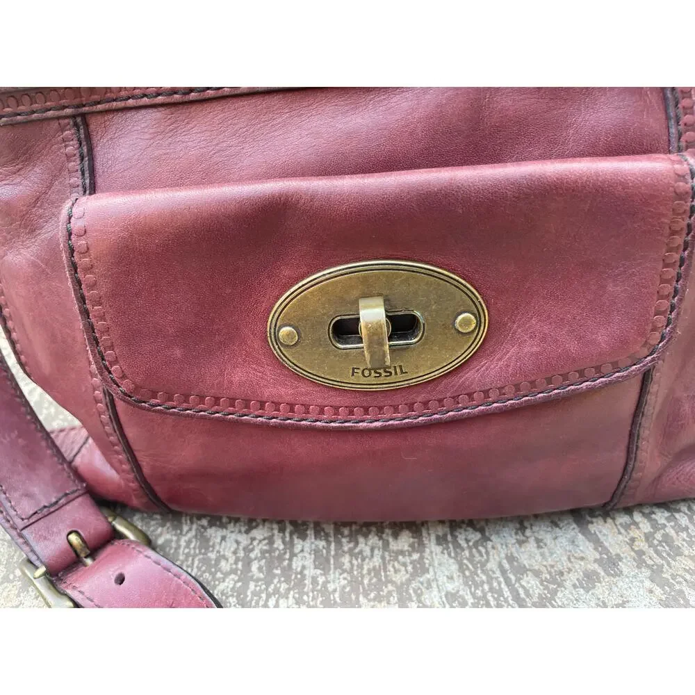 Fossil Burgundy Leather Crossbody Bag